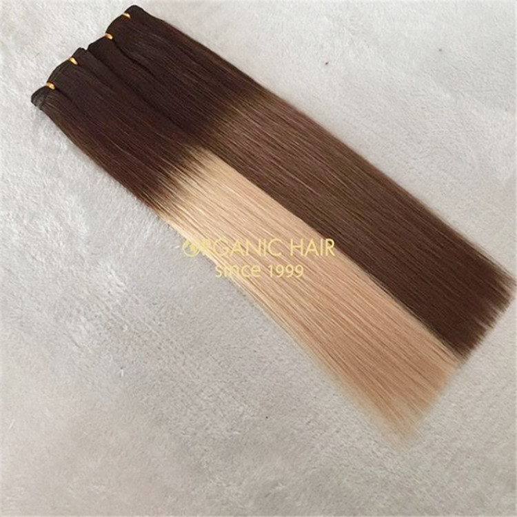 Virgin human cuticle Omber hand-tied weft with soft blend A155